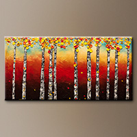 Abstract Art Painting - Autumn Birch Trees - Art Gallery