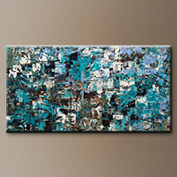 Large Modern Abstract Art Painting - Beach and Mountains - Wall Art