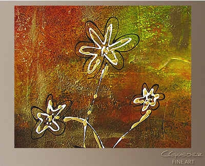 Happy Daises Modern Abstract Art Painting -Wall Art Close Up