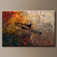 Modern Music Abstract Art Painting - The Trombone - Large Abstract