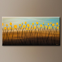 Large Abstract Art Painting on Canvas - Yellow Tulips - Art Painting