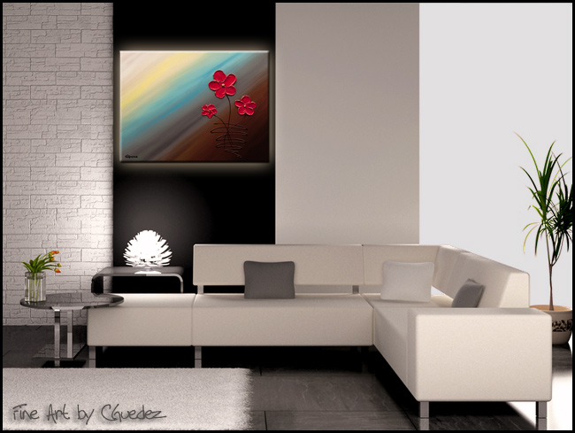 Flor de Cayena-Modern Contemporary Abstract Art Painting Image