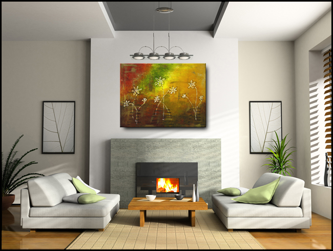 Happy Daisies-Modern Contemporary Abstract Art Painting Image