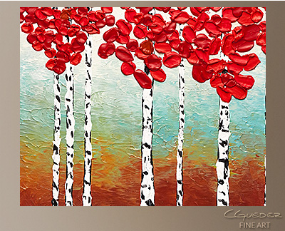 Abstract Art Paintings for Sale - Birch Trees in the Fall - Buy Large ...