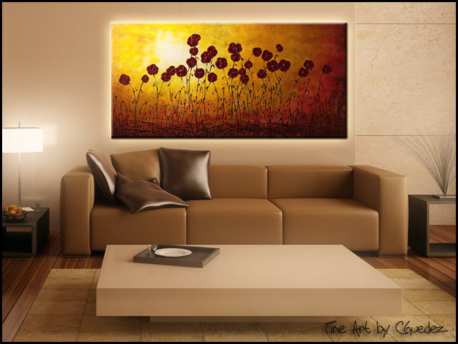 Abstract Art Paintings of Flowers Autumn Valley - Original Large ...